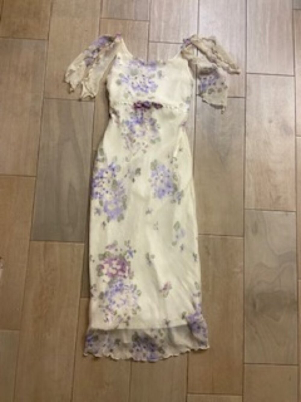 Biscotti Girls Cream and Purple Floral Fancy-dress